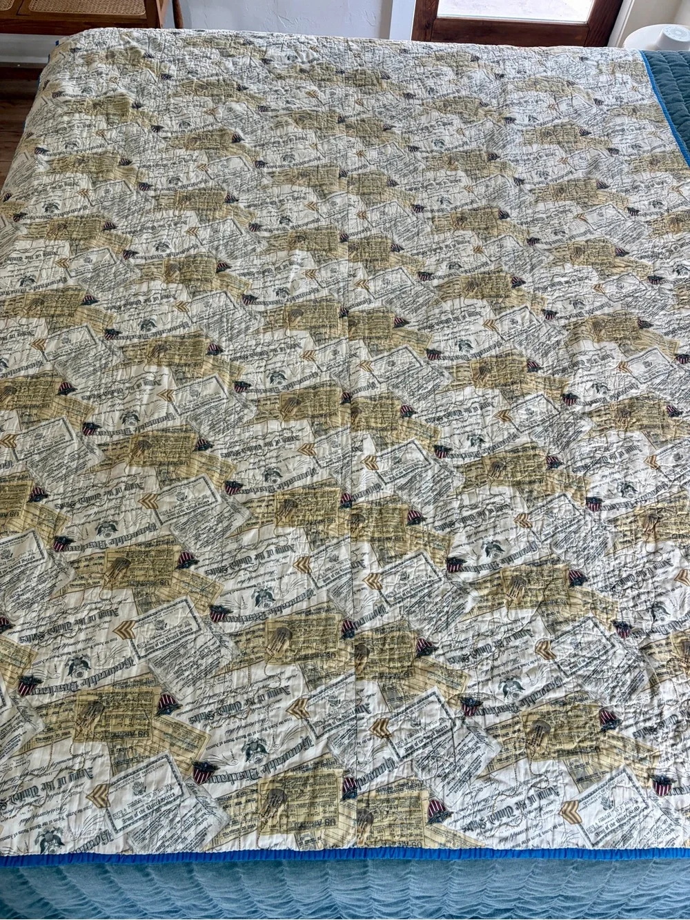 Handmade Patriotic American Quilt Twin 79x62 Quilt of Valor - Cutter